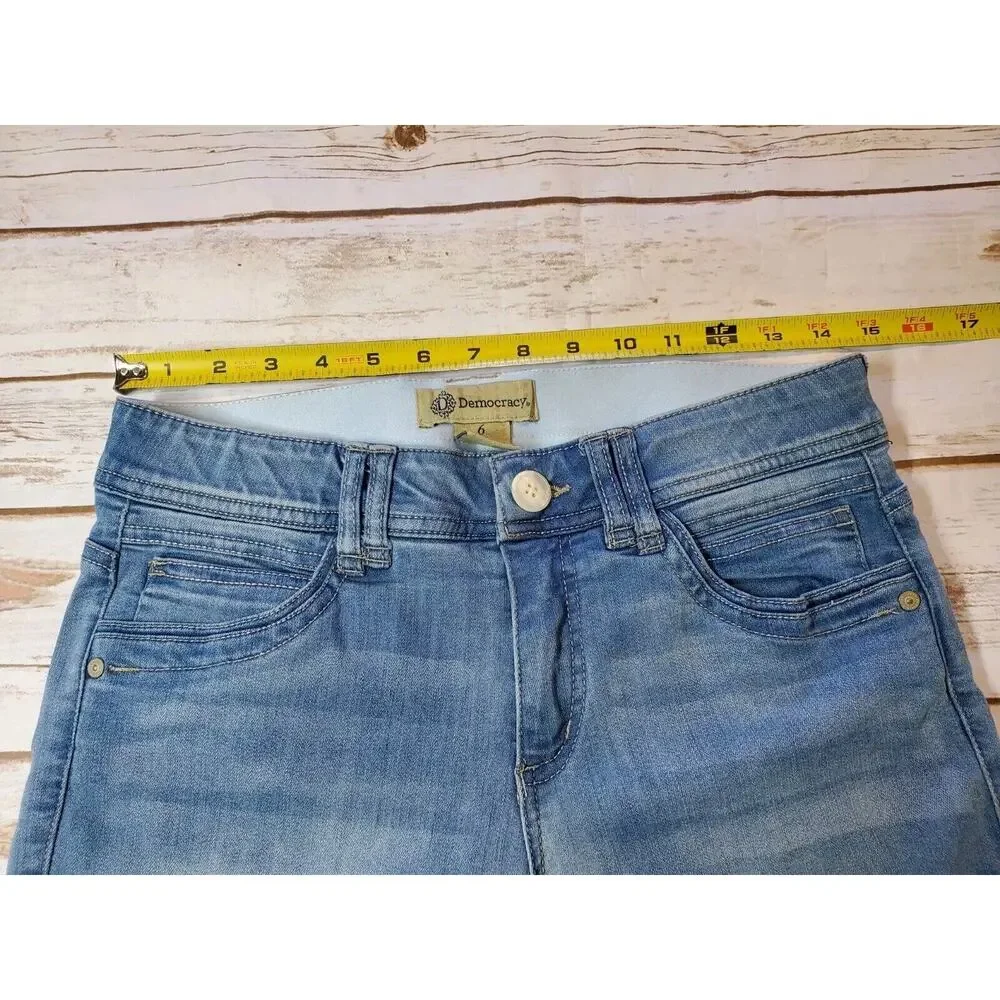 Democracy Womens 6 Ab Technology Skinny Jeans Blue‎ Stretch Distressed